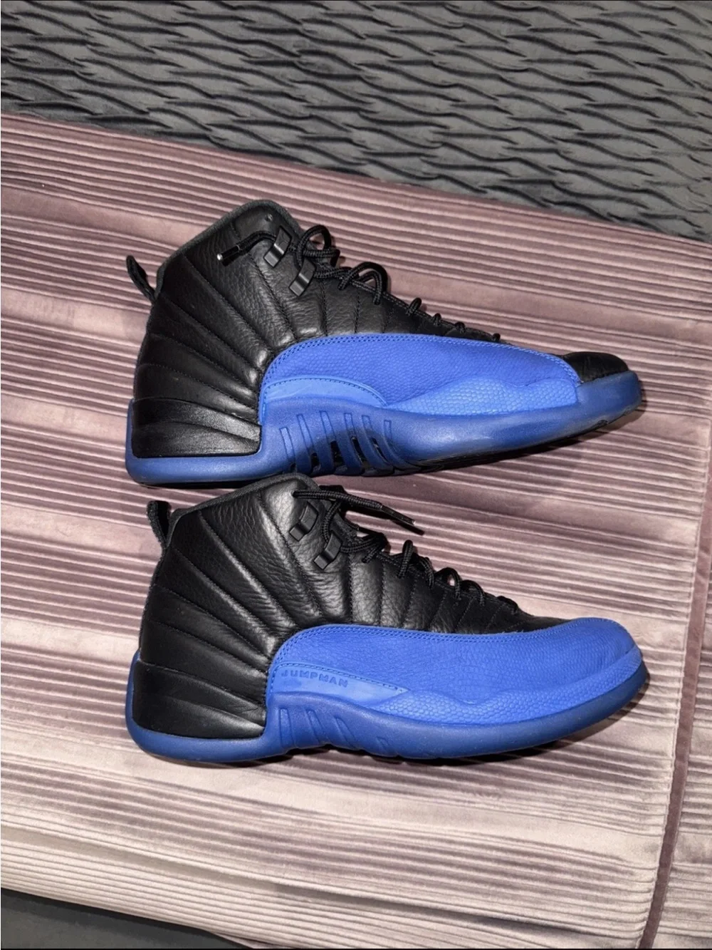Air Jordan 12 Game Royal Black and Royal Blue High-Top Basketball Sneakers
